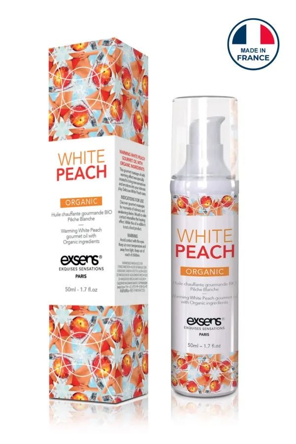 Huile de massage chauffante BIO Exsens pêche blanche 50ml