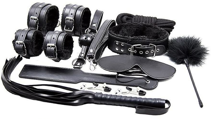 kit de bondage bdsm 10 pieces master black extasia